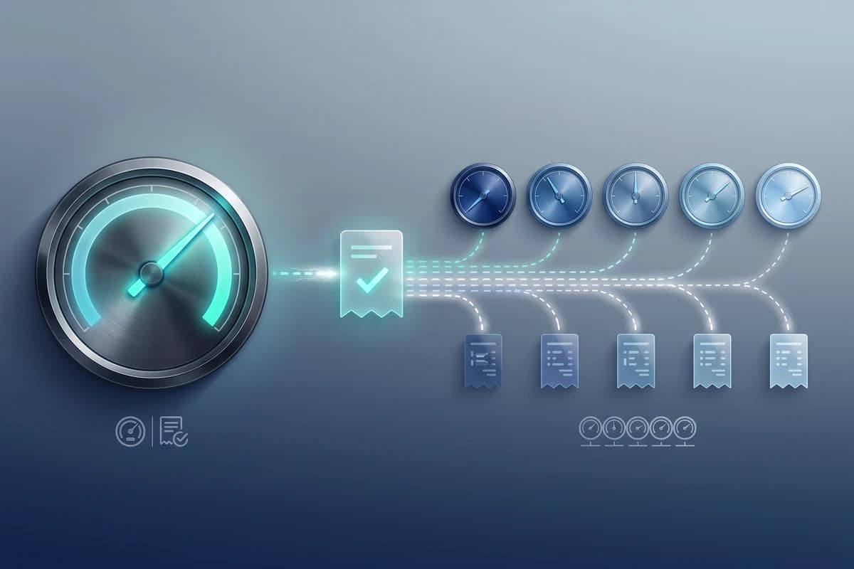 Diagram showing a single unified billing meter with multiple analyses branching off it, contrasted with many separate per-feature meters.