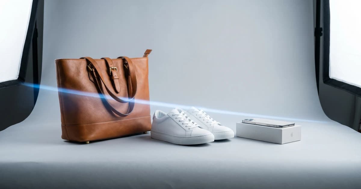 A seller product image passing through an automated screening engine and being routed to approve, flag, or queue-for-review outcomes.